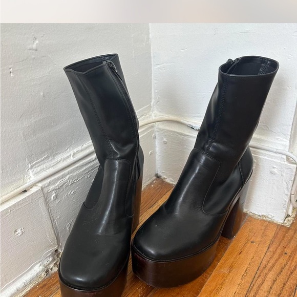 Jeffrey Campbell Women Mexique 70's Retro Black Platform boots size 7.5 - Picture 10 of 11